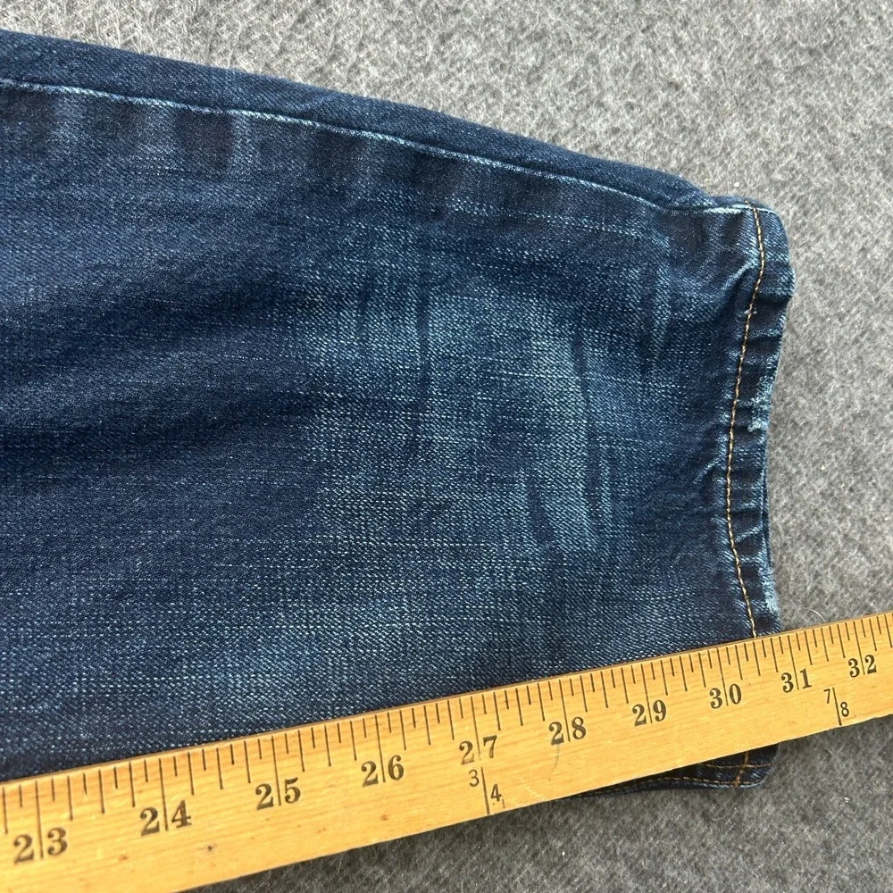 Express Original Classic Straight Jeans Mens 31x32 Dark Wash Denim Distressed